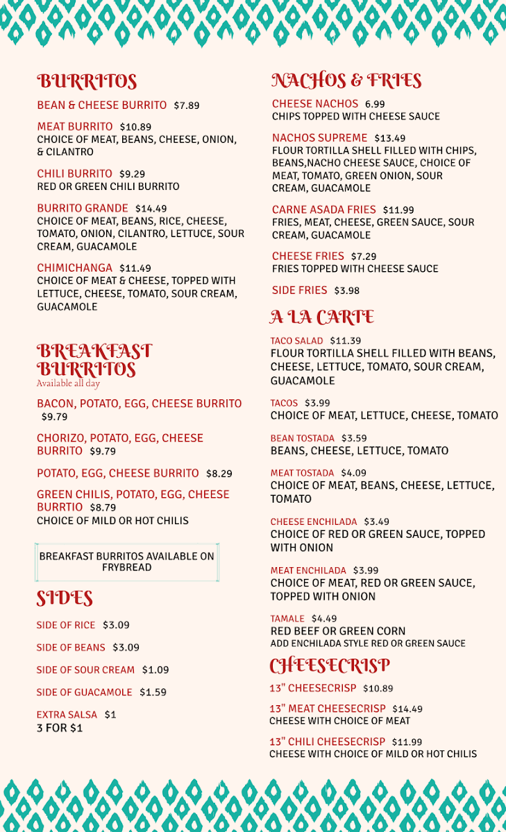 Angelina's Fry Bread Menu - Image 2